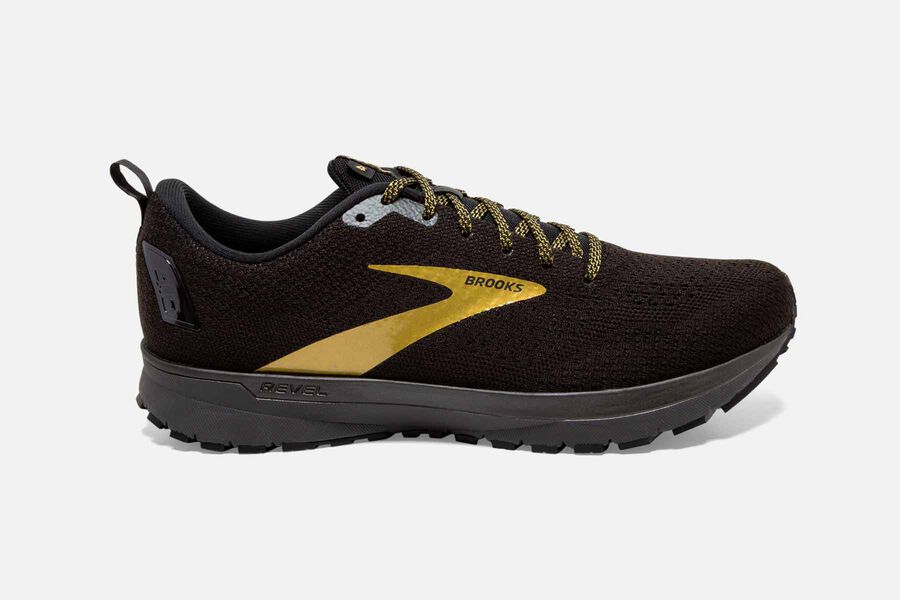 Brooks Men's Revel 4 Road Running Shoes Black/Gold ( DVPMT1903 )